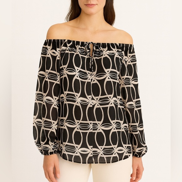 MICHAEL MICHAEL KORS Vintage Silk “Links” Print Top - Picture 1 of 11